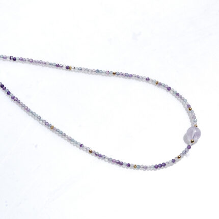 Color Fluorite Beaded Necklace Collarbone Necklace