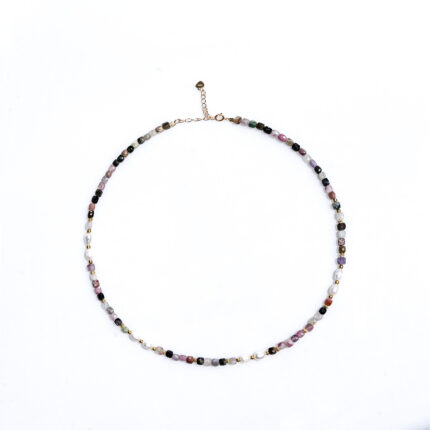 Colorful tourmaline beaded necklace natural freshwater pearl necklace