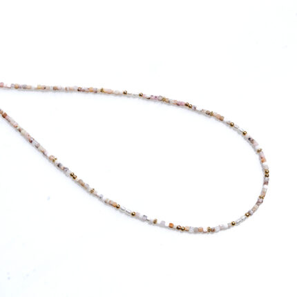 Pink Auburn Natural Stone Beaded Necklace Natural Freshwater Pearls Collarbone Necklace