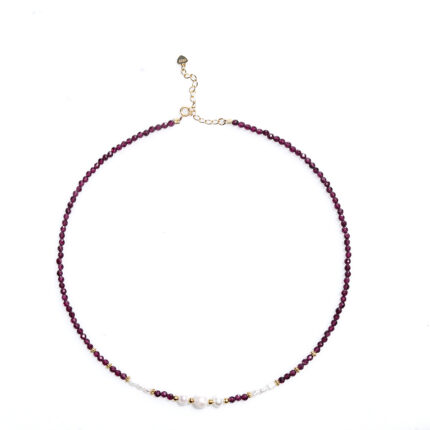 Garnet Natural Stone Beaded Necklace Natural Freshwater Pearl Necklace