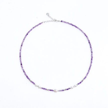 Amethyst natural stone beaded necklace natural freshwater pearl necklace