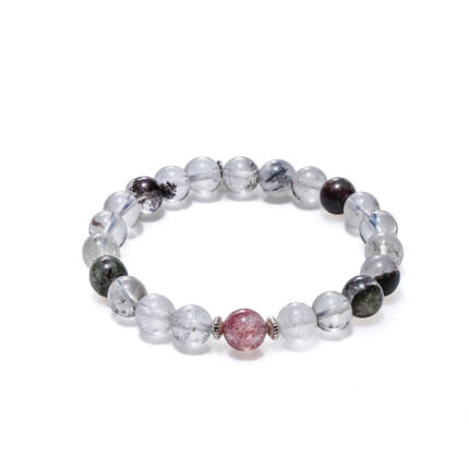 Natural Green Specter & Strawberry Crystal Beaded Bracelet