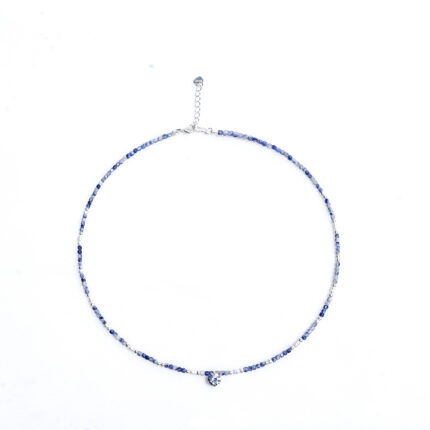 Blue Dot Natural Stone Beaded Necklace Natural Freshwater Pearl Collarbone Necklace
