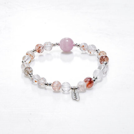 Black Gold Super Seven & Violet Lithium Glow Natural Crystal Beaded Bracelet